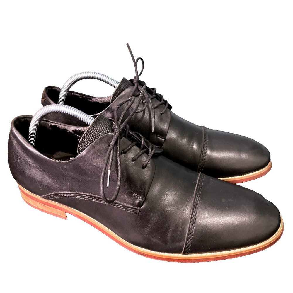 Aldo Dress Shoes Men 10 Black Cap Toe Leather Oxford Lace Up Derby Dapper Formal